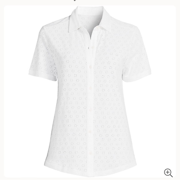 Lands’ End Knit Eyelet Tunic Button Down Top - Picture 2 of 9